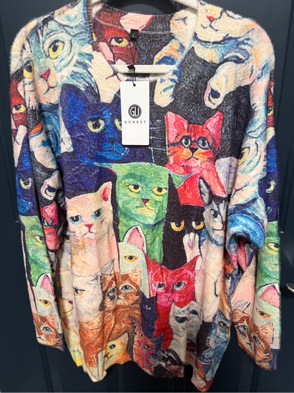 NEST Fragrances Multicolor Cat Patchwork Sweater - Picture 2 of 4